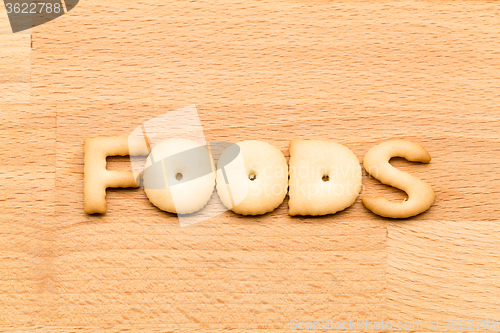 Image of Word foods biscuit over the wooden background