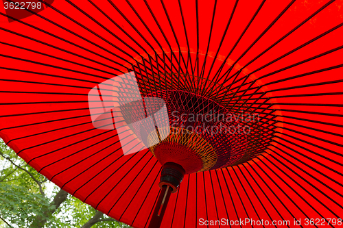 Image of Traditional Japanese red umbrella