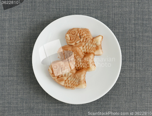 Image of Taiyaki of japanese traditional baked sweets on plate