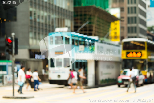 Image of Crosswalk and pedestrian at street in hong kong 