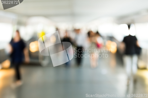 Image of Blur background of corridor with crowded of people