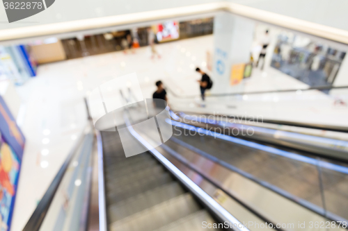 Image of Defocused view from escalator to lower floor