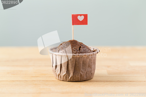 Image of Flag on muffin with a heart shape