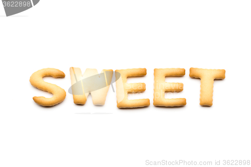 Image of Word sweet cookie isolated on white background 