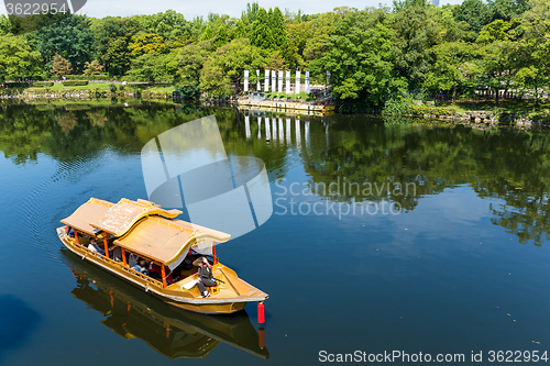 Image of Tourism boat on the river in Osaka