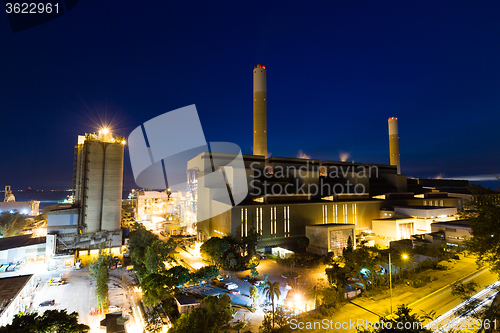 Image of Cement factory at night