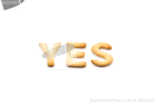 Image of Word yes cookie isolated on white background 