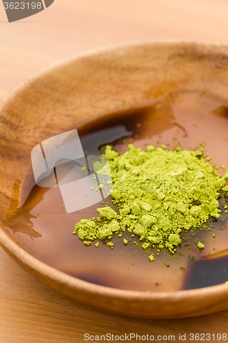 Image of Japanese confection, green tea power and black sugar