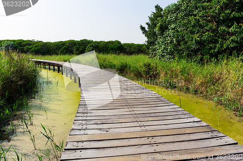 Image of Wooden walkway over the river