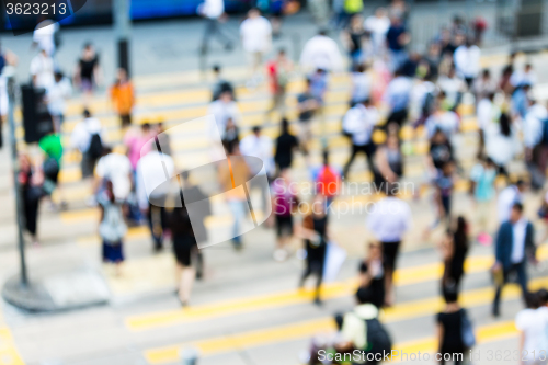 Image of Blur view of Crosswalk and pedestrian at street in hong kong