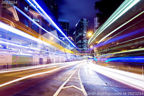 Image of Busy traffic in Hong Kong city at night