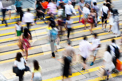 Image of Blur view of Hong Kong Busy street