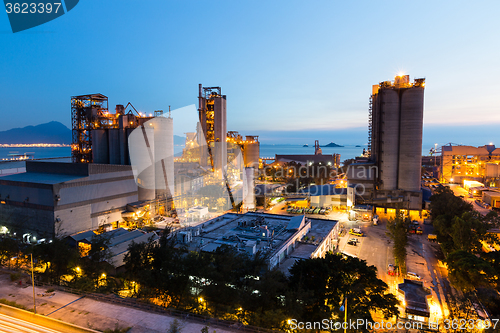 Image of Cement plant at night