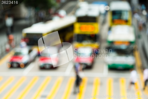 Image of Blurred view crowded people in Hong Kong city