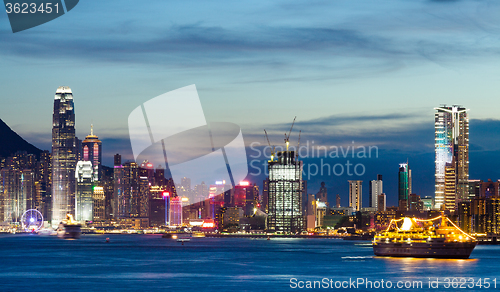 Image of Hong Kong city skyline at night