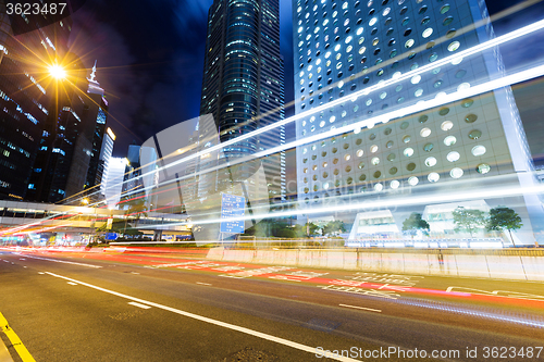 Image of Busy traffic in Hong Kong at night