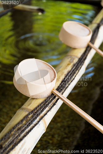 Image of Purification fountain at entrance to Shinto Shrine