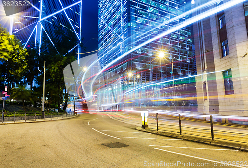 Image of Traffic in Hong Kong at night