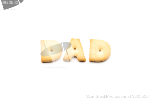Image of Word dad biscuit isolated on white background 