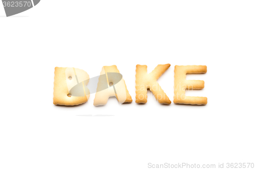 Image of Word bake cookie isolated on white background 
