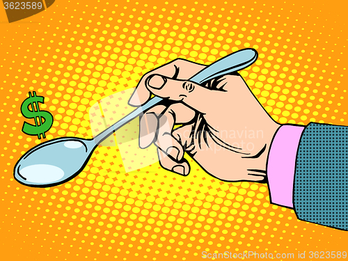 Image of Business Finance concept sign dollar spoon