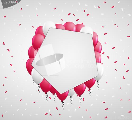 Image of pentagon badge and red balloons