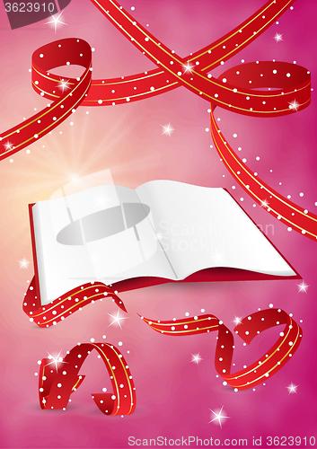 Image of empty book and ribbons