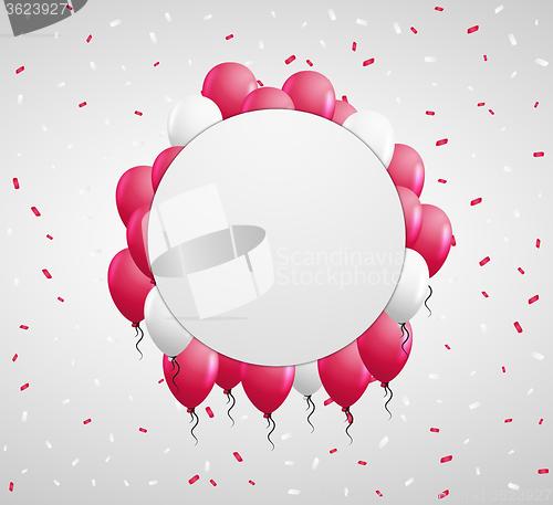 Image of circle badge and red balloons