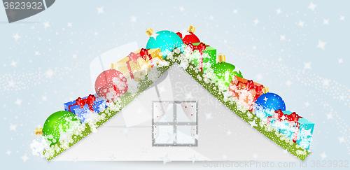 Image of roof with many christmas objects