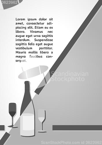 Image of gray bottle with glasses dark infographics