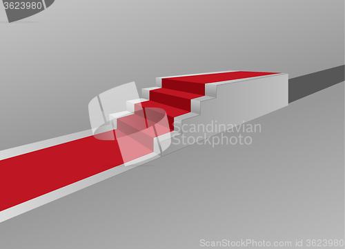 Image of stairs with red carpet