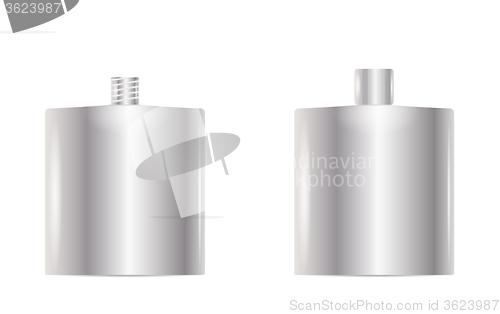 Image of open and closed silver bottle