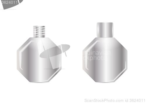 Image of open and closed silver bottle