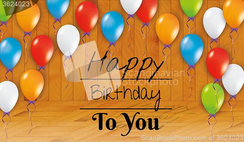 Image of birthday card, happy birthday room