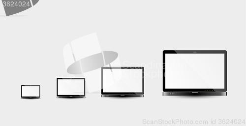 Image of laptop in different size