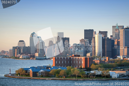 Image of Manhattan Financial District at sunset