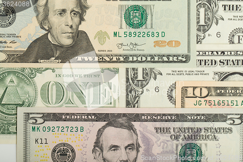 Image of USA dollar money banknotes background