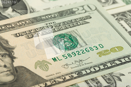 Image of USA dollar money banknotes background