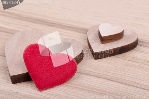 Image of valentine\'s wooden hearts