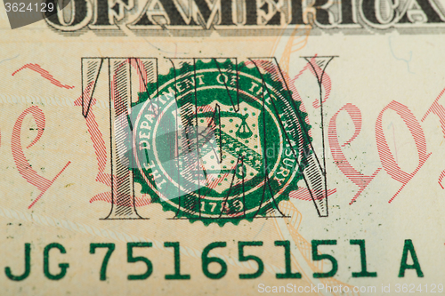 Image of macro of US dollar money banknote