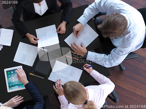 Image of top view of business people group on meeting