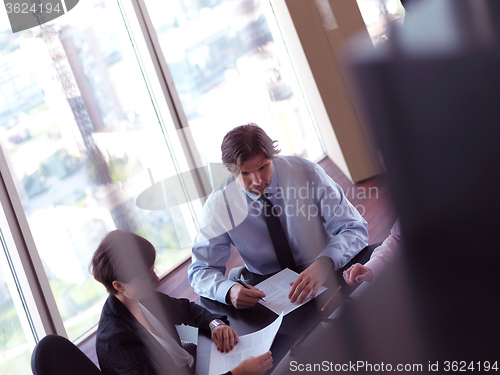 Image of top view of business people group on meeting