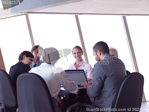 Image of business people group on meeting at bright modern office