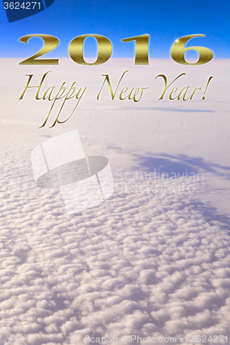 Image of Happy New Year 2016 Greeting Levitating High Up