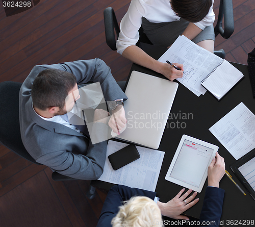 Image of top view of business people group on meeting