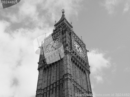 Image of Black and white Big Ben in London