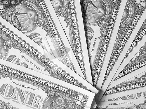 Image of Black and white Dollar notes 1 Dollar