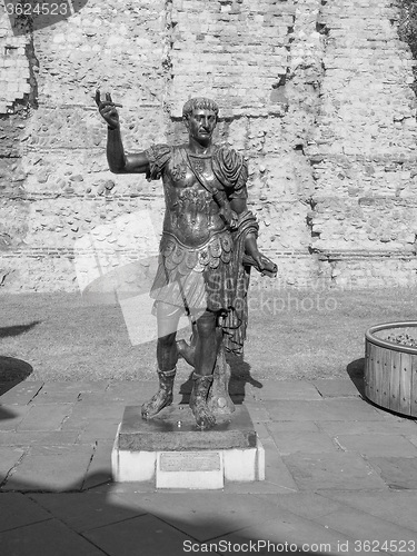 Image of Black and white Trajan statue in London