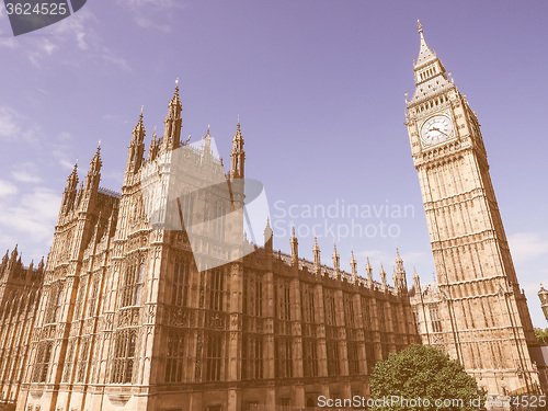 Image of Retro looking Houses of Parliament in London