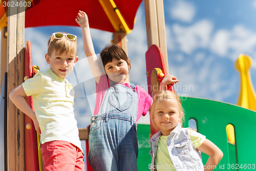 Image of group of happy kids on children playground